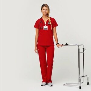 Figs Winning Red Scrub Set